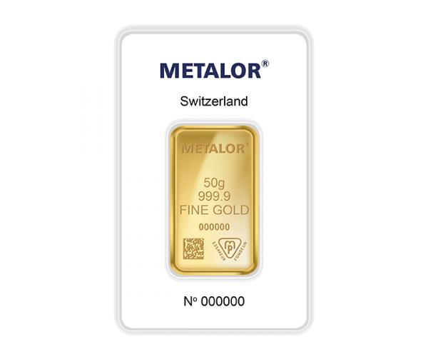 50 Gram Metalor Investment Gold Bar (999.9) image
