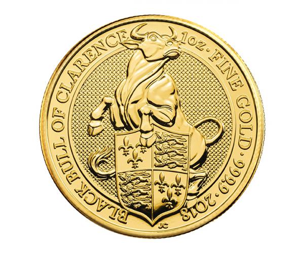 1 Oz Queen&#039;s Beast Black Bull Of Clarence Gold Coin image