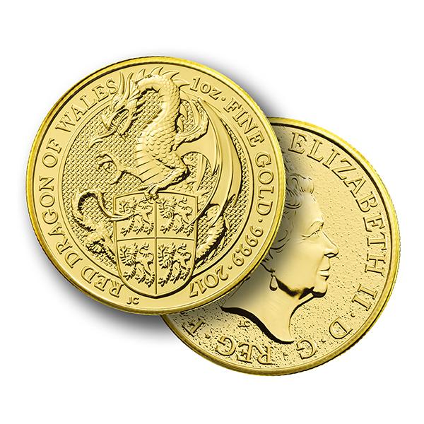 1 Ounce Queen's Beast Red Dragon Of Wales Gold Coin 999.9