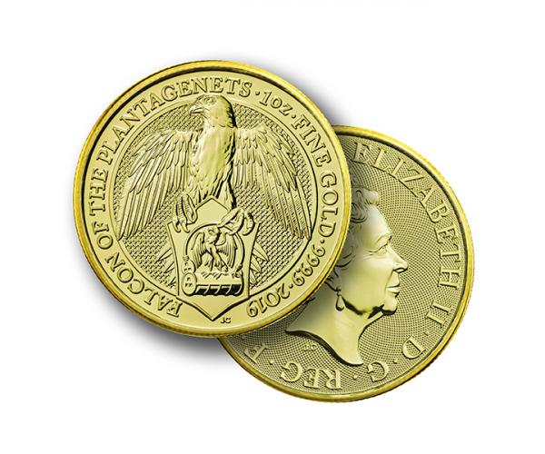 1 Oz Queen&#039;s Beast Falcon Of The Plantagenets Gold Coin image