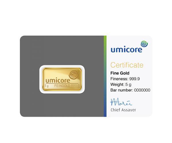 5 Gram Umicore Investment Gold Bar (999.9) image