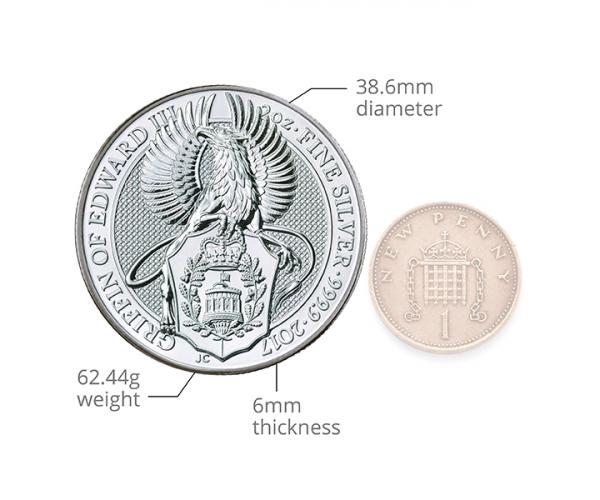 2 Ounce Silver Queen&#039;s Beast Griffin Of Edward (2017) image