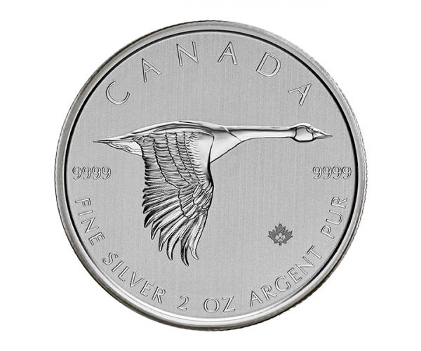 2 Ounce Canadian Goose Fine Silver Coin .999 image