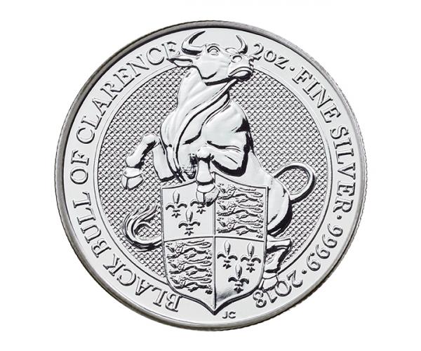 2 Ounce Silver Queen&#039;s Beast Black Bull of Clarence (2018) image