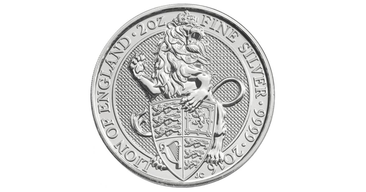 2 Ounce Queen's Beast The Lion Of England (2016) Silver Coin .999