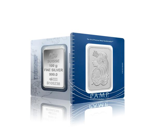 100 Gram PAMP Investment Silver Bar .999 image