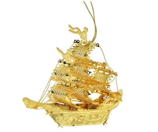 24ct Gold Dipped Christmas Golden Ship image