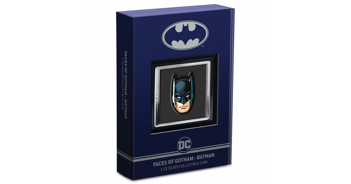 1 Ounce Warner Bros Faces Of Gotham Batman Shaped Fine Silver Coin