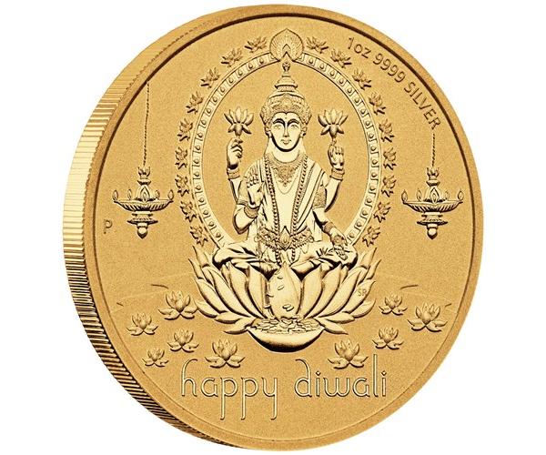 1 Oz Diwali Silver Gilded Medallian Coin Box Set image