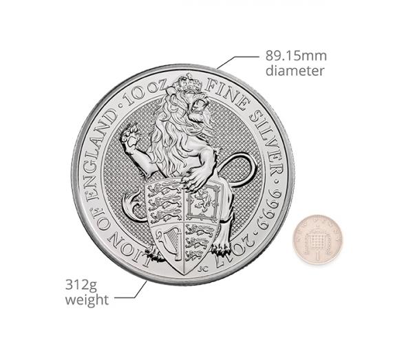 10 Oz Queens Beast Lion Of England Silver Coin image