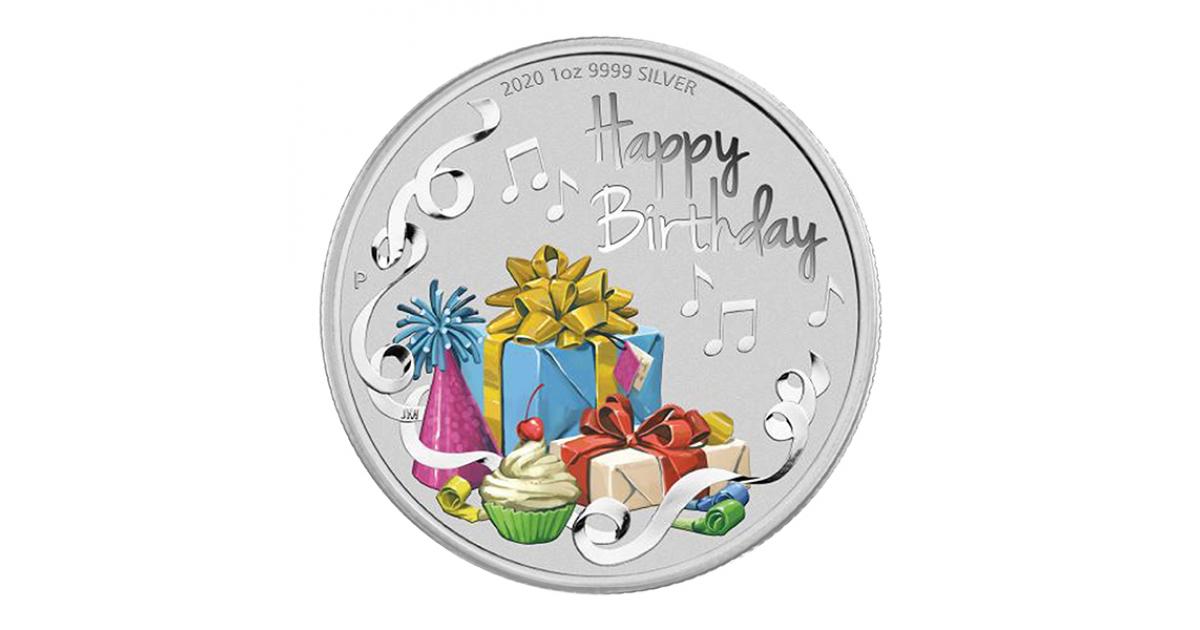 1 Ounce Happy Birthday Silver Coin Gift Set Gold Bank