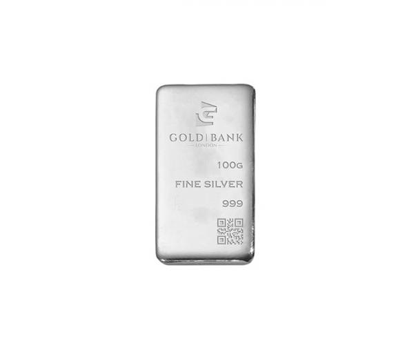 100 Gram Gold Bank Investment Silver Bar .999 image