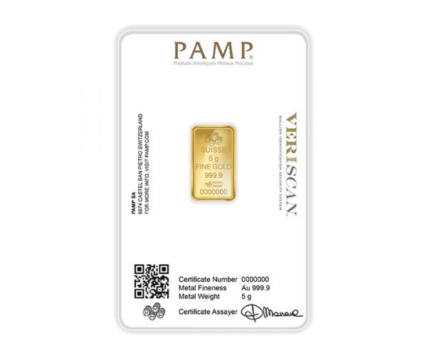5 Gram PAMP Investment Gold Bar (999.9) image