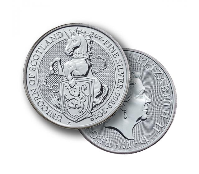 2 Ounce The Queen's Beast Unicorn Silver Coin .999