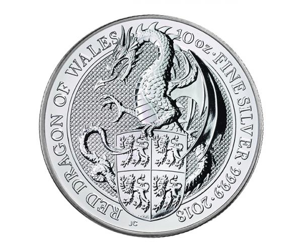 10 Ounce The Queen&#039;s Beast Dragon 2018 Silver Coin image