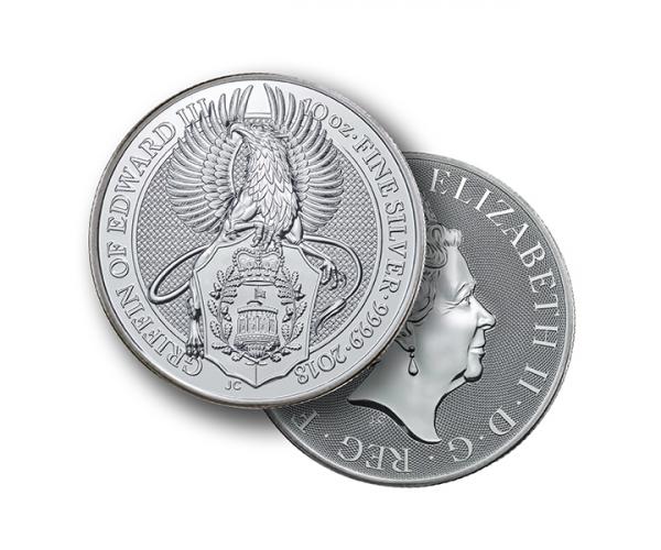 10 Ounce The Queen&#039;s Beast Griffin Silver Coin .999 image
