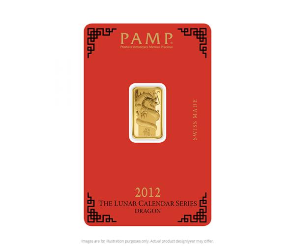 5 Gram PAMP Lunar Dragon Gold Bar image