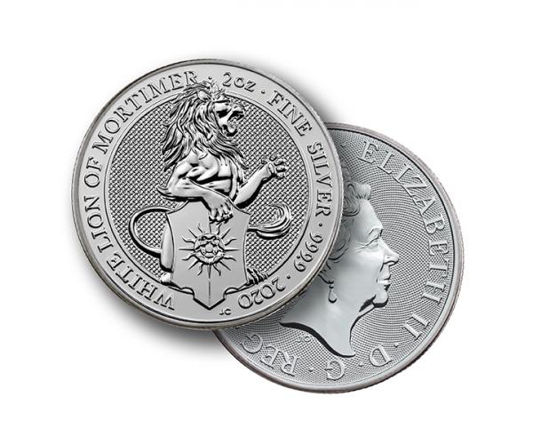 2 Ounce Silver Queen&#039;s Beast White Lion Of Mortimer (2020) image