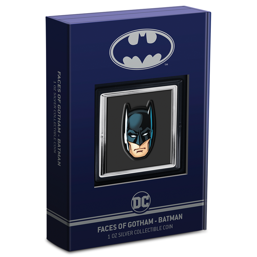 1 Ounce Warner Bros Faces Of Gotham Batman Shaped Fine Silver Coin